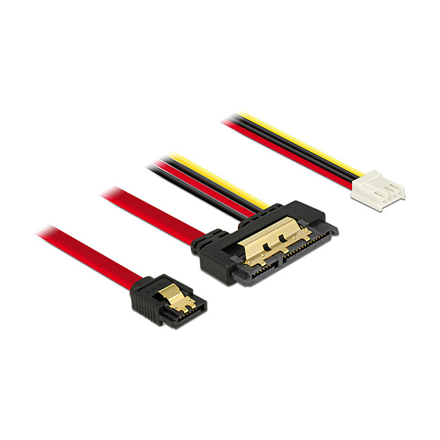 Kabel DELOCK SATA 6 Gb/s na SATA 22-pin 30 cm (SATA 7-pin + Floppy 4-pin napajanje, 85234)