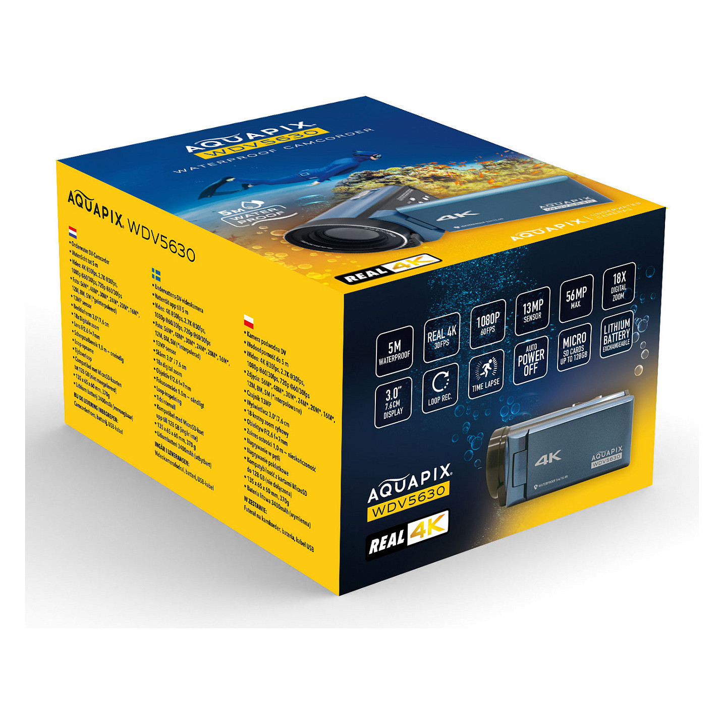Vodootporni digitalni fotoaparat EASYPIX Aquapix WDV5630 GreyBlue (4K video, 56MP, dvostruki zaslon, 5m vodootporan)-7