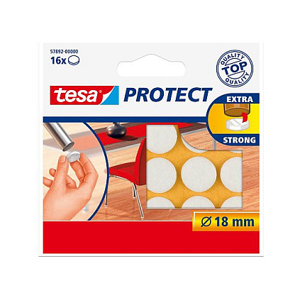 Zaštitni filc podlošci TESA Protect (okrugli, 18mm, bijeli, 16 kom)