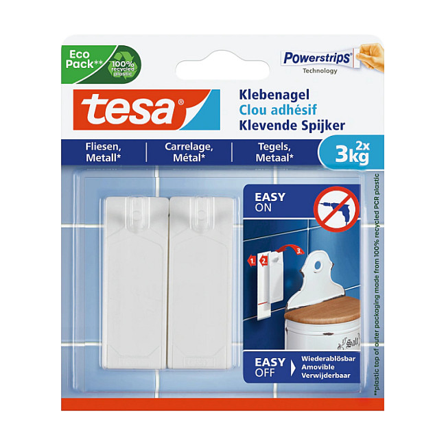Samoljepljivi čavao TESA za pločice i metal (do 3 kg, 2 kom)