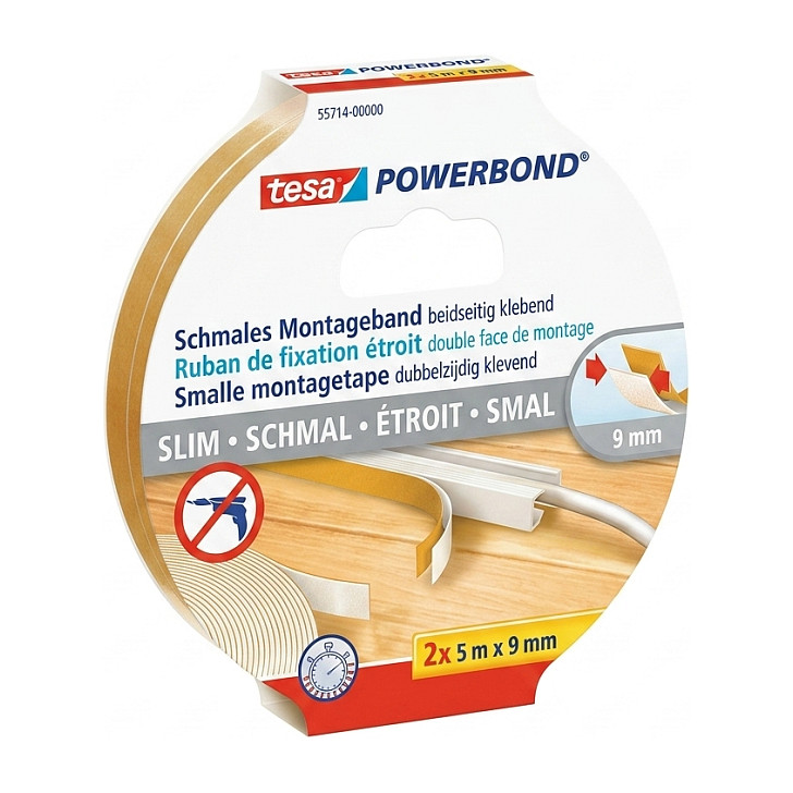 Montažna traka TESA Powerbond SLIM (2 x 5m x 9mm, do 10 kg/m)