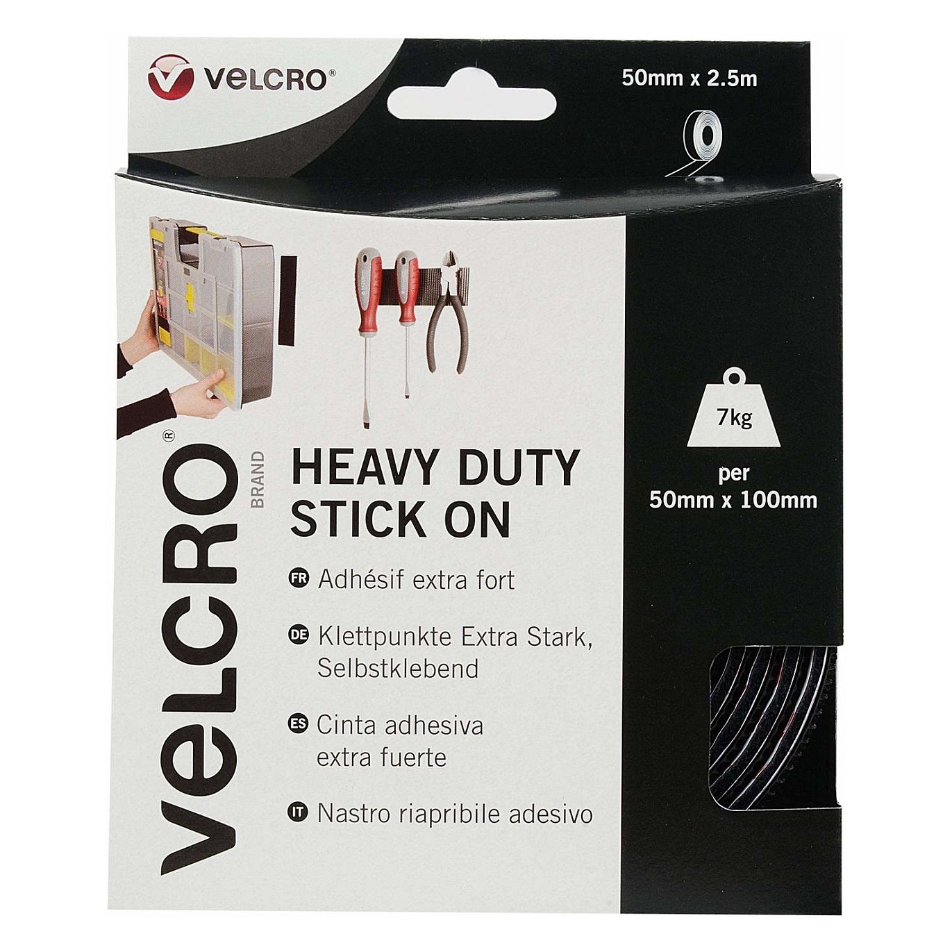 Samoljepljiva čičak traka VELCRO Extra Stark (50mm x 2.5m, Crna)-0