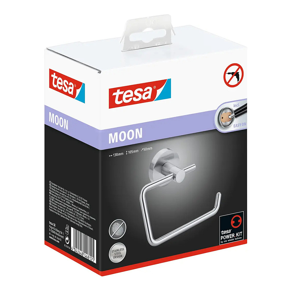 Držač toaletnog papira TESA MOON (srebrni, nehrđajući čelik, montaža bez bušenja)-1