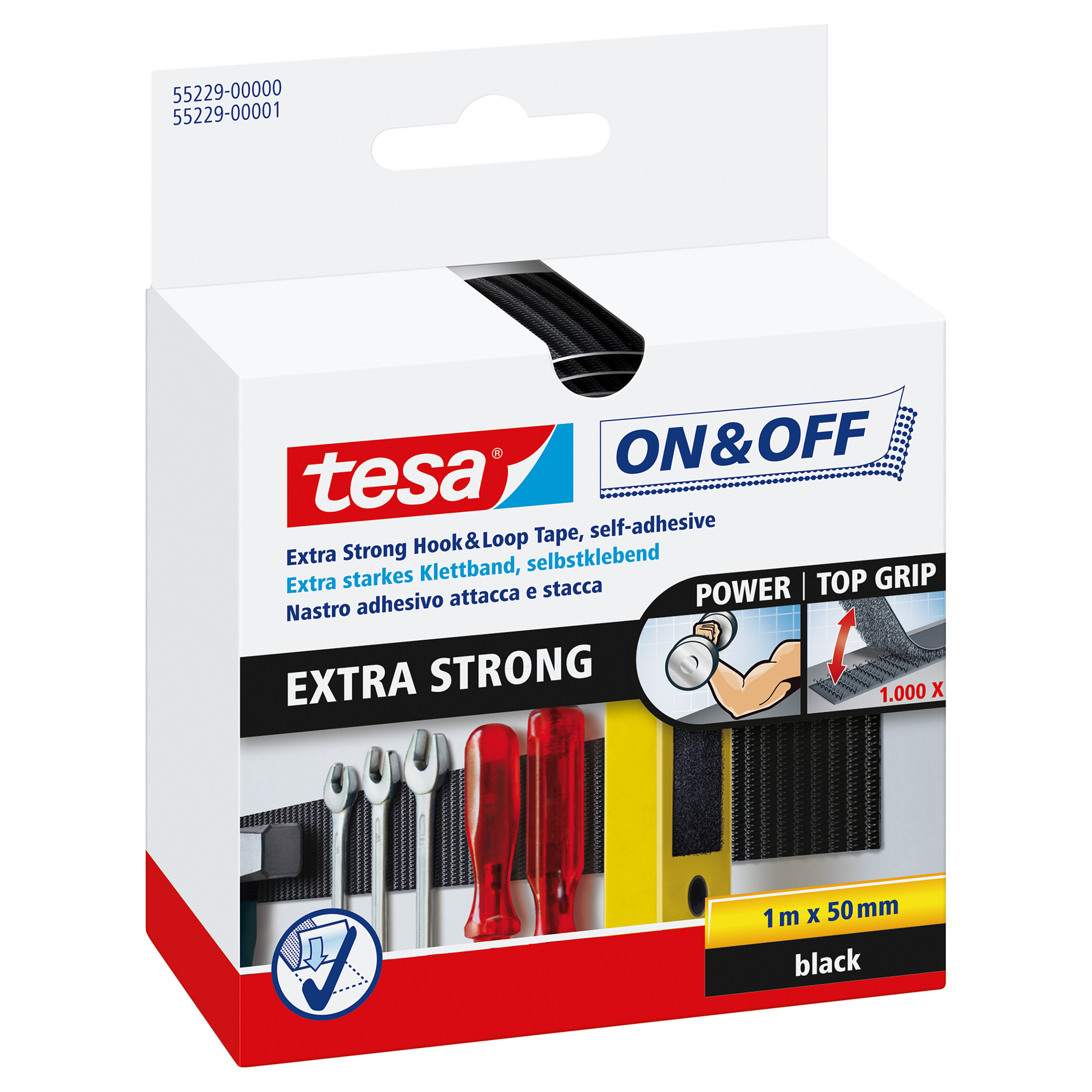 Samoljepljiva čičak traka TESA On & Off 55229 (1 m x 50 mm, crna)