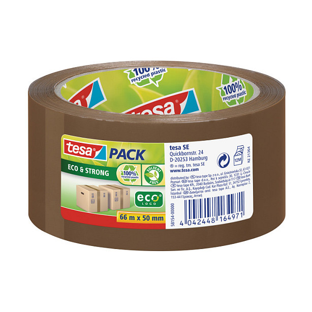 Ljepljiva traka za pakiranje TESA eco&strong (50mm x 66m, smeđa)-0