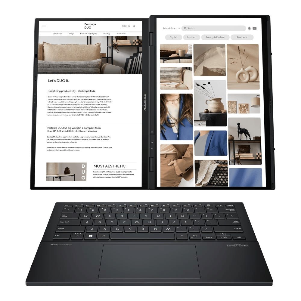 Prijenosno računalo ASUS Zenbook Duo UX8406CA-QL121W (2x 14" OLED Touch, Intel Core Ultra 7 155H, 32GB RAM, 1TB SSD, Intel Arc, Win 11) Inkwell Gray-3