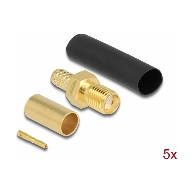 Set SMA konektora DELOCK 90038 ženski za LMR200 kabel (5 kom, krimpanje, 50 Ohm)-0
