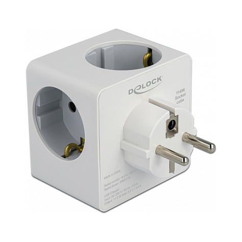 Razdjelnik napajanja DELOCK Power Cube (3x Schuko, 2x USB-A, 1x USB-C PD 20W) bijeli-1