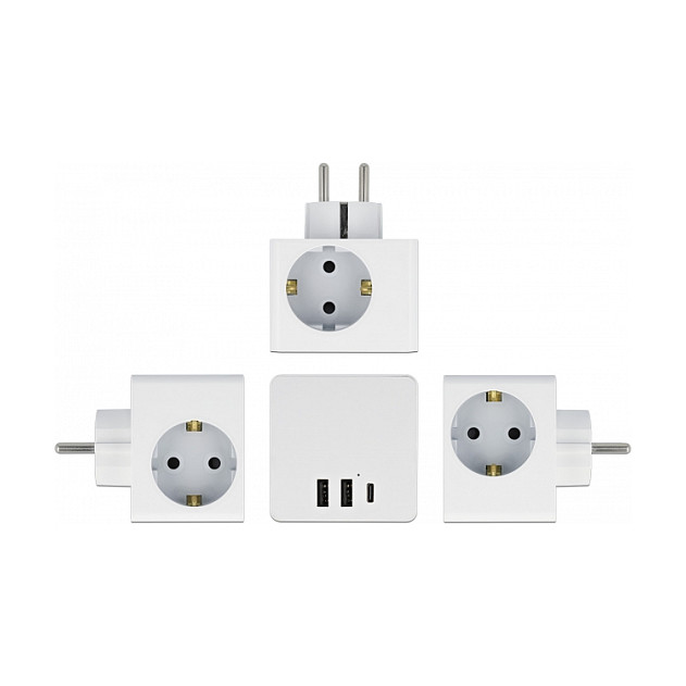 Razdjelnik napajanja DELOCK Power Cube (3x Schuko, 2x USB-A, 1x USB-C PD 20W) bijeli-2
