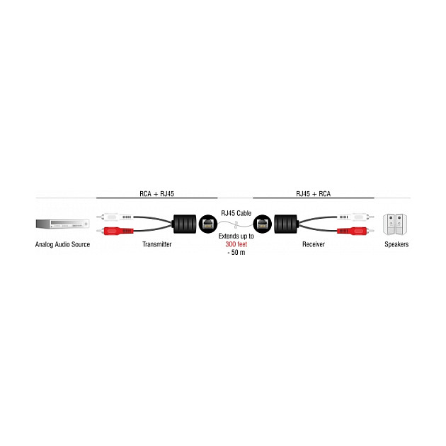Audio Extender DELOCK 87857 (RJ45 na 2x RCA, do 50m)-2