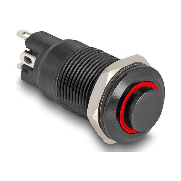 DELOCK ugradbeni prekidač 22014 (12mm, 12V, crveni LED prsten, IP65)