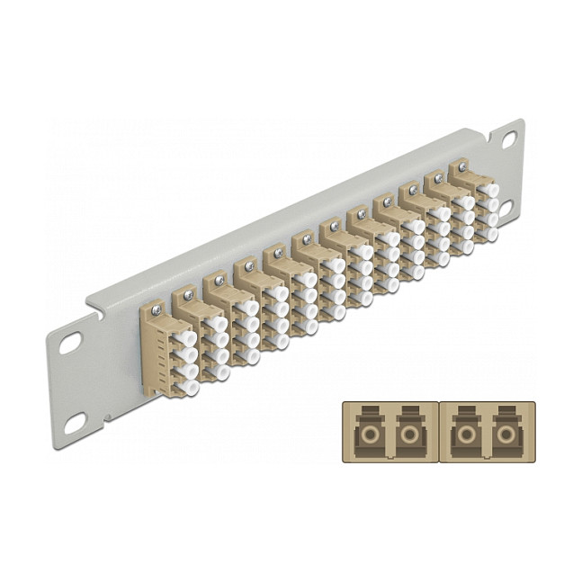 Mrežni patch panel DELOCK 10" za optiku (12x LC Quad, 1U, sivi)
