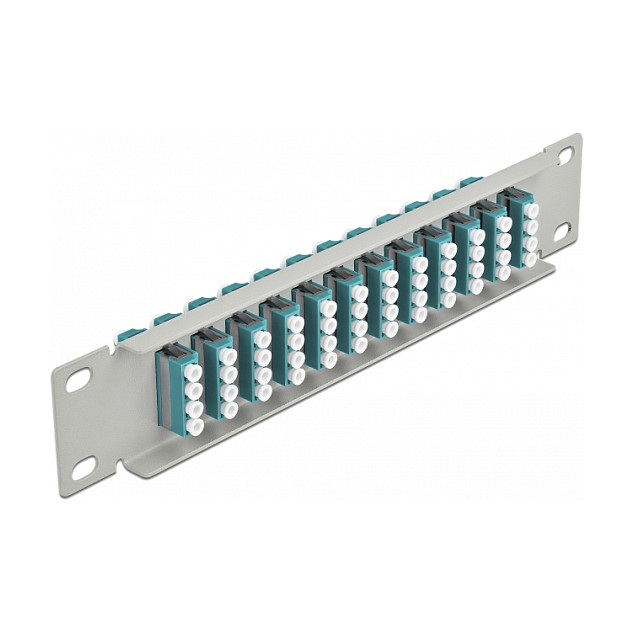 Mrežni patch panel DELOCK 10" za optiku (1U, 12 x LC Quad, sivi)-1