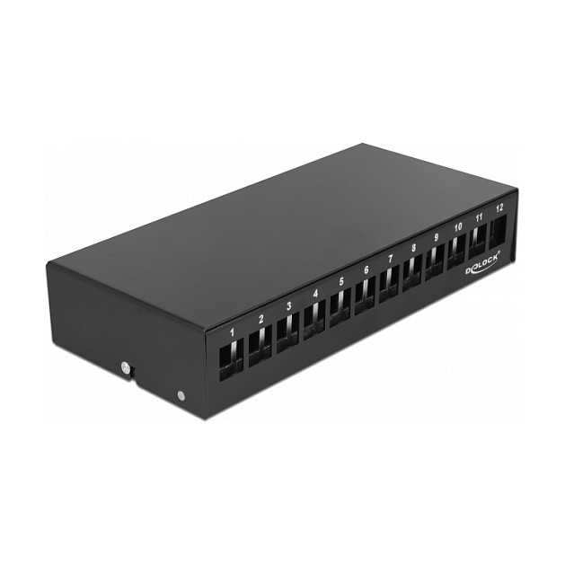 Mrežni patch panel DELOCK Keystone 12 Port (Desktop / Zidna montaža, Metalno kućište)