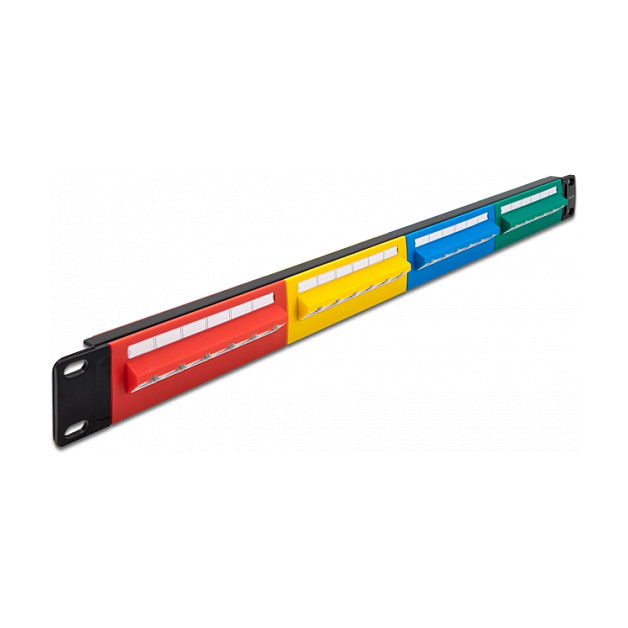 Mrežni Patch Panel DELOCK 19″ 24 Port Cat.5e 1U (LSA, kodiran bojama)