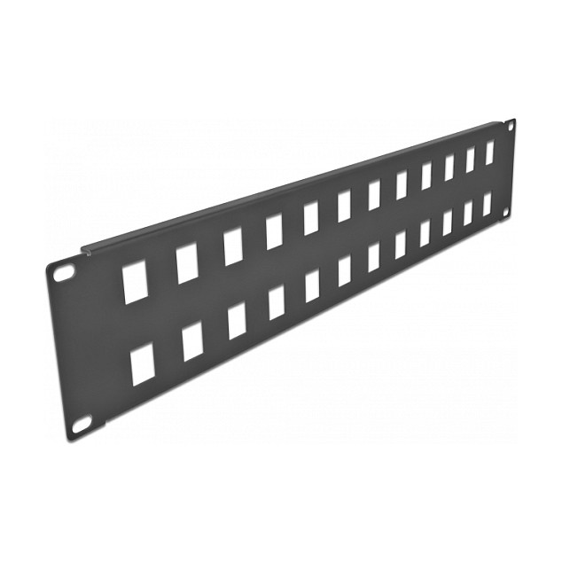Mrežni patch panel DELOCK 19" Keystone 24 Port 2U crni