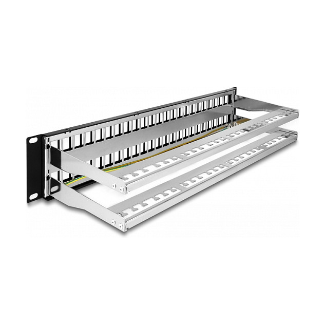 Patch panel DELOCK 19" Keystone 48 portova (2U, s rasteretnim šipkama)-1