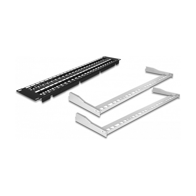 Patch panel DELOCK 19" Keystone 48 portova (2U, s rasteretnim šipkama)-2