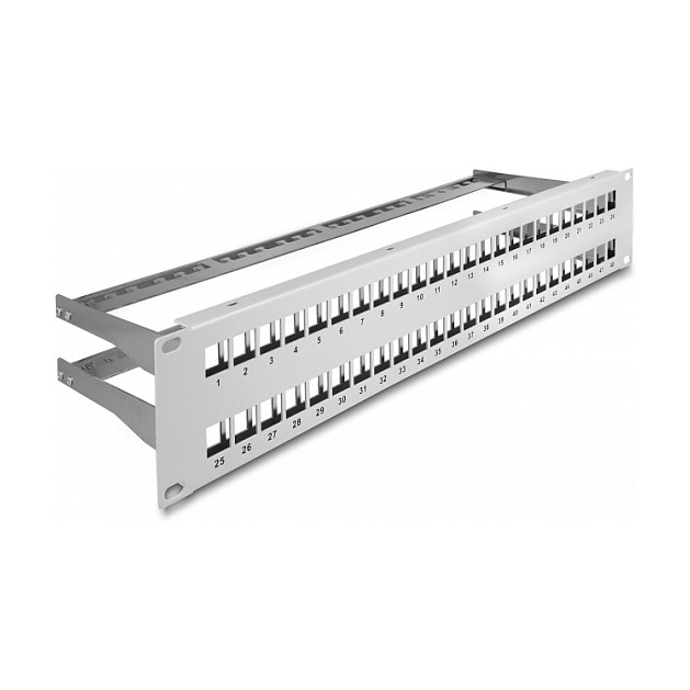 Mrežni patch panel DELOCK 19" Keystone 66879 (48 portova, 2U, s rasteretnim vodilicama)