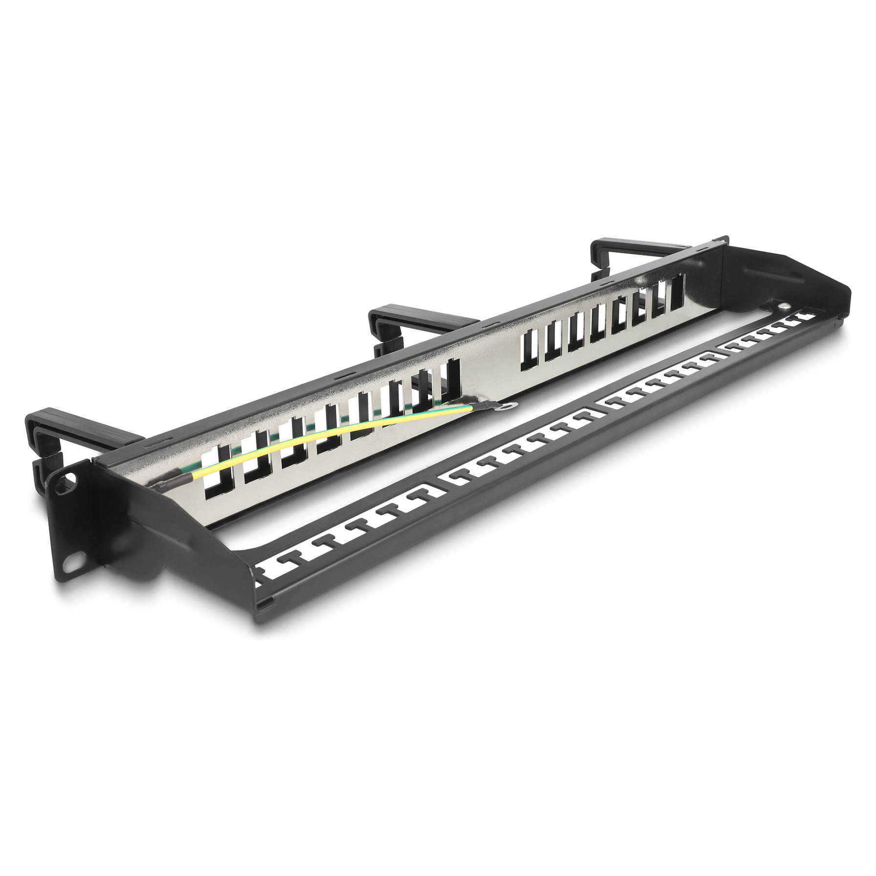 Patch panel DELOCK 19" Keystone 16 Port (1U, 3 nosača, rasteretna šina, crni)-1