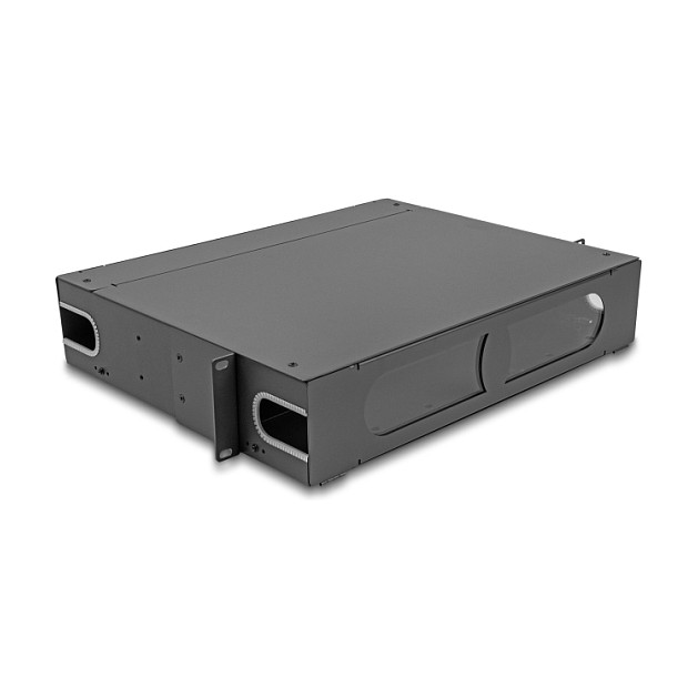 Patch panel DELOCK 19" 2U za optiku neopremljen s prozorom (RAL 7016)