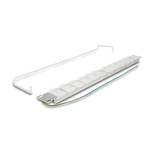 Patch panel DELOCK 19" Keystone 24-portni kutni (1U, s rasteretnom šinom)