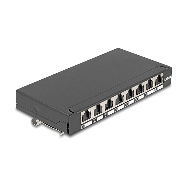 Mrežni patch panel DELOCK Mini Desktop 8-portni Cat.6A (RJ45, oklopljen, za stolnu/zidnu/DIN montažu)