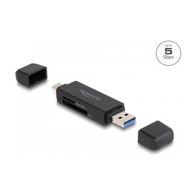 Delock čitač kartica USB 3.2 (USB-C / USB-A) za SD i Micro SD (SuperSpeed 5 Gbps)