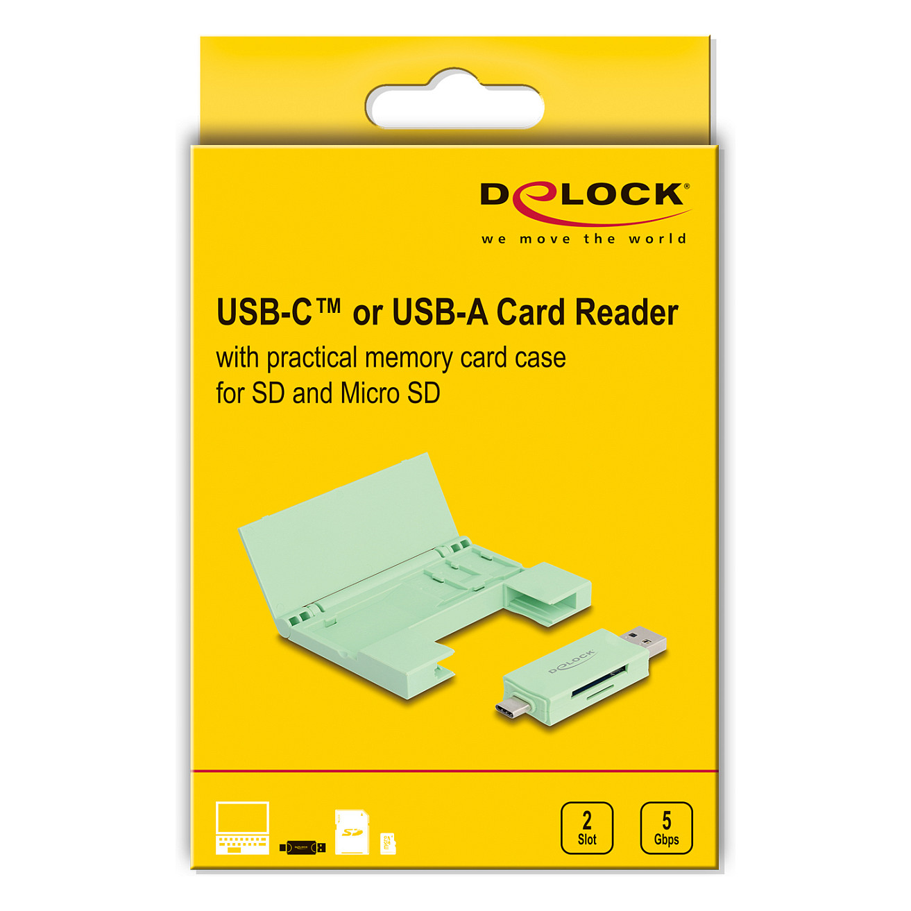DELOCK čitač kartica USB 3.2 Gen 1 (USB-C / USB-A) za SD i Micro SD kartice + etui, mint-4