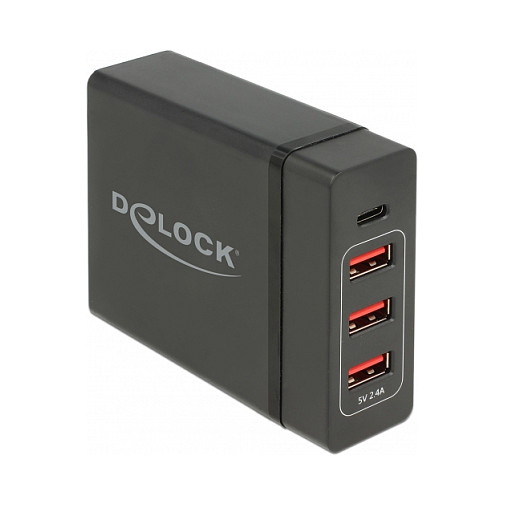 USB punjač DELOCK 4-portni (1x USB-C PD 60W, 3x USB-A 12W)