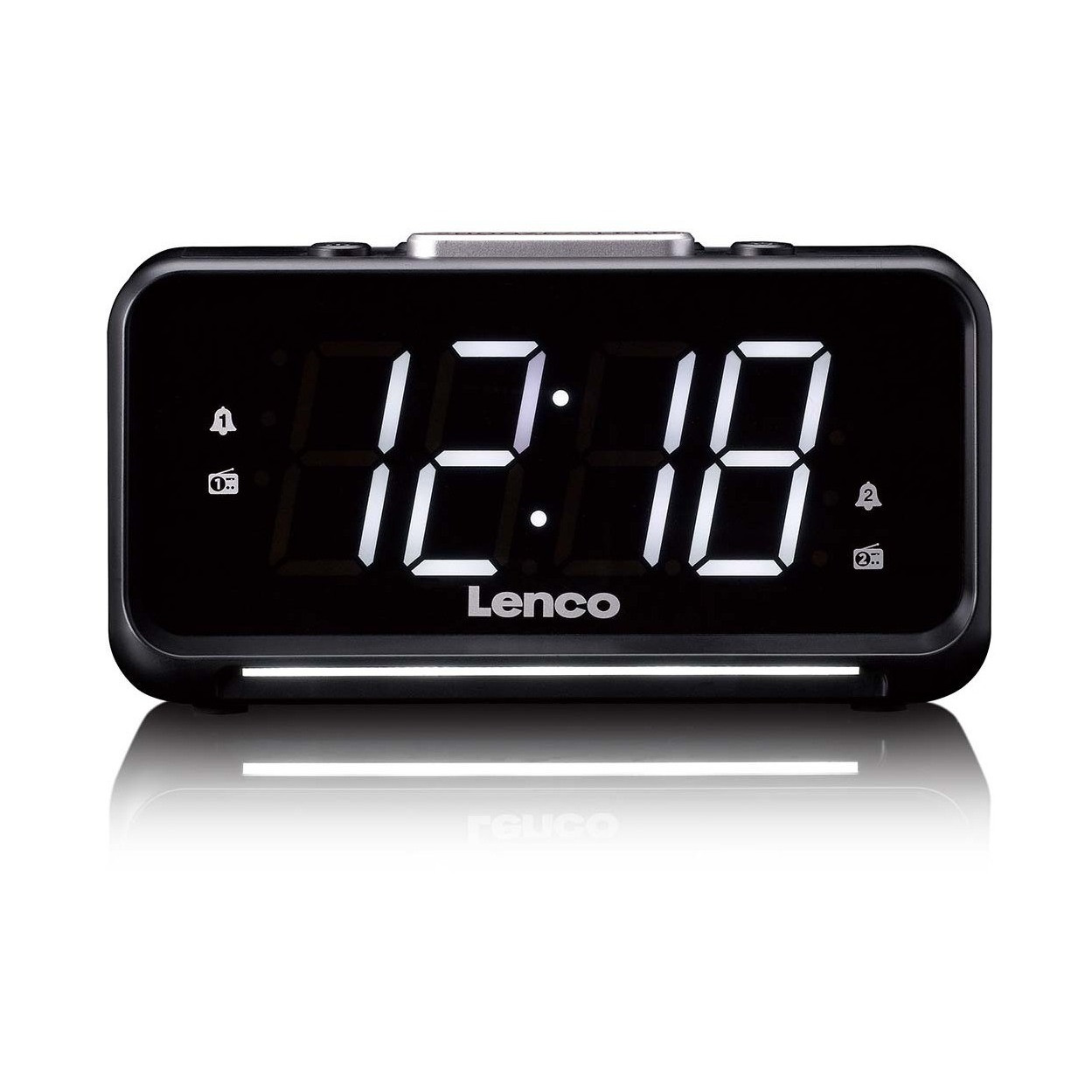 Radio budilica LENCO CR-28BK (1.8" LED, FM radio, USB punjač, Dvostruki alarm) crna-0