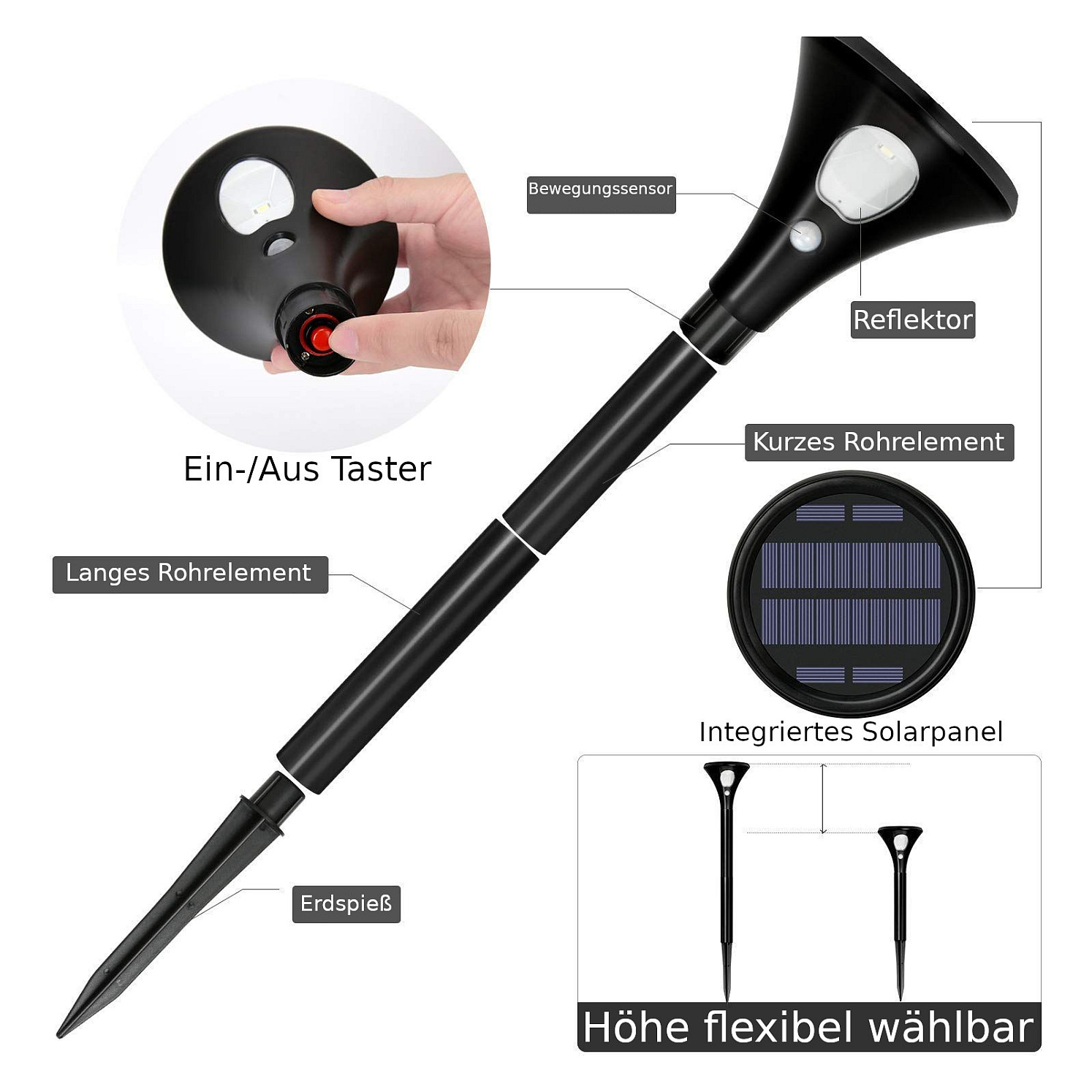 Solarna vrtna lampa SYNERGY 21 (2 komada, nehrđajući čelik, IP44, do 8h rada)-3
