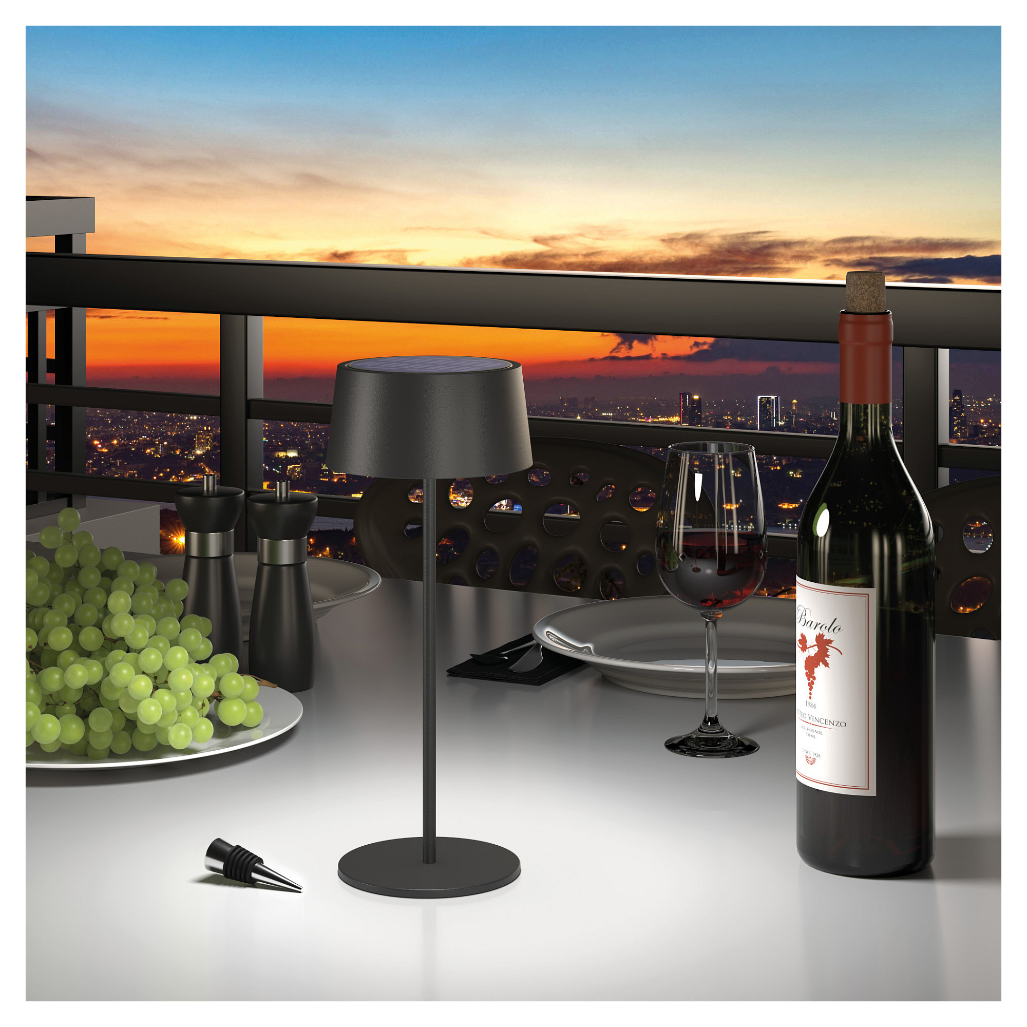 Solarna stolna lampa REALPOWER LED-Solar (3 boje svjetla, IP44, USB-C, 1200 mAh)-3