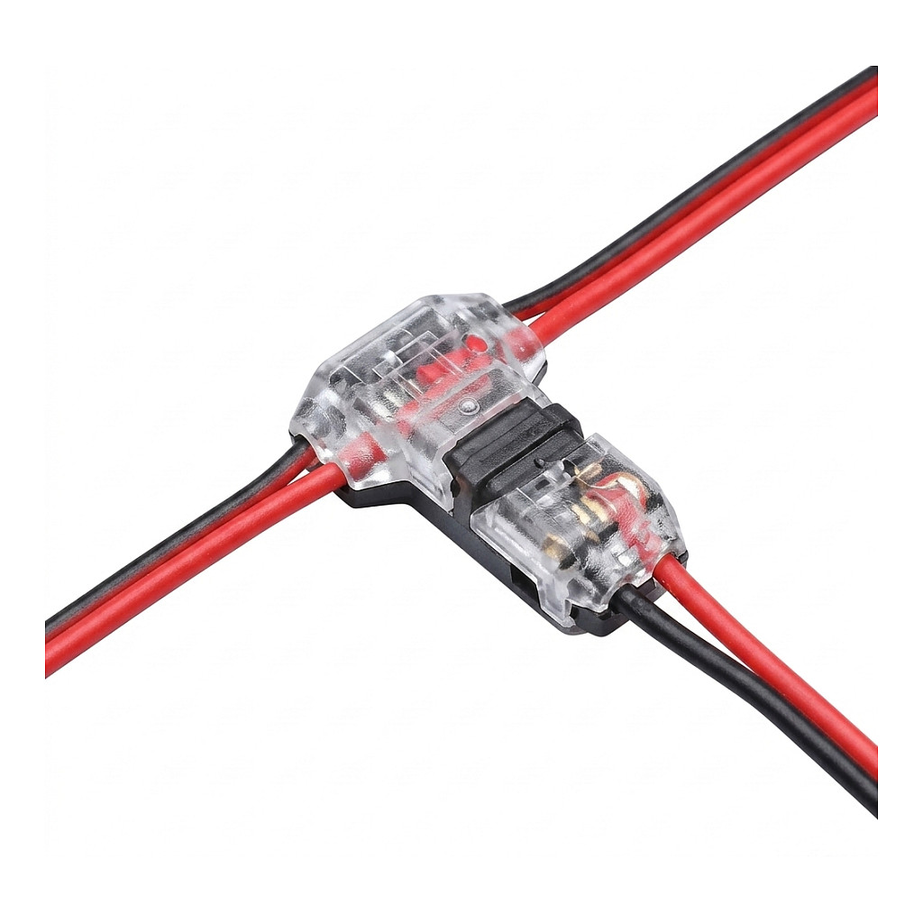 Konektor za LED traku SYNERGY 21 Easy Connect T-oblik (za 2-pinske trake, prozirni)-0