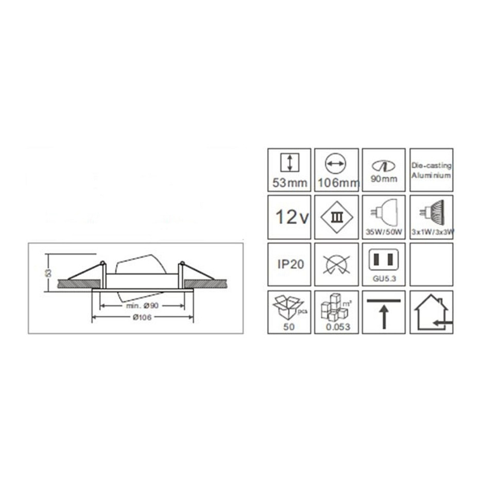 Ugradbeni okvir za rasvjetu SYNERGY 21 D05 (GU10/GX5.3, zakretni, srebrni)-1