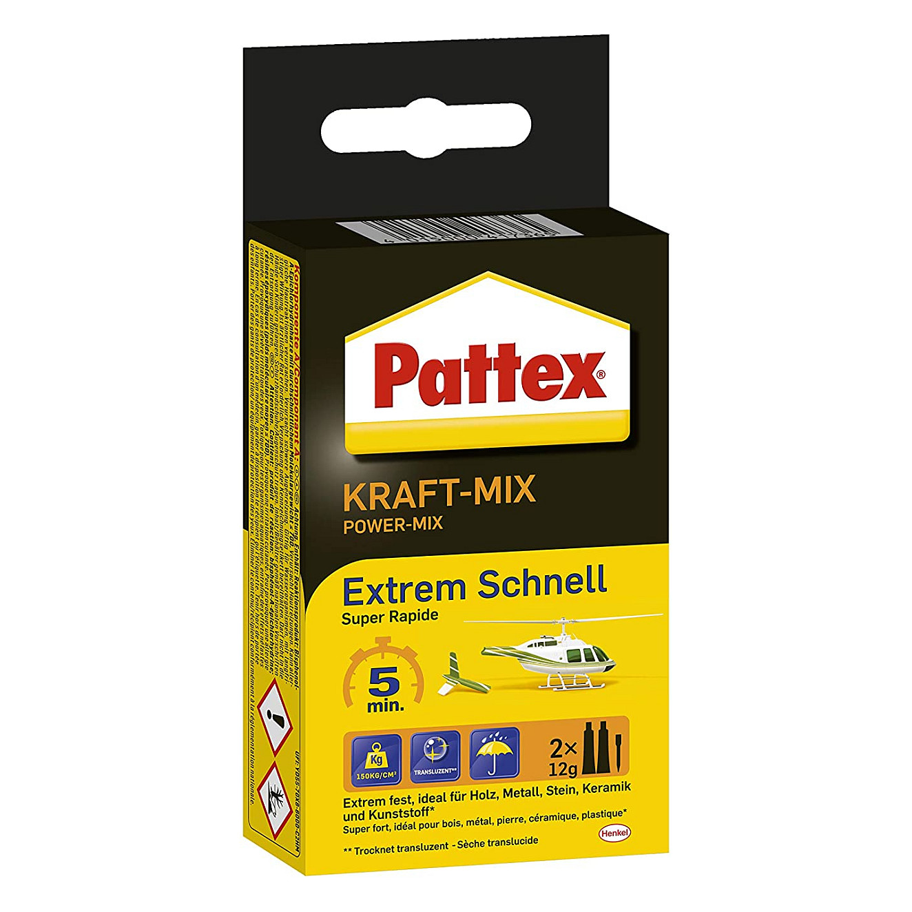 Dvokomponentno ljepilo PATTEX Kraft-Mix Extrem Schnell (2x12g, 5 minuta, prozirno)-0