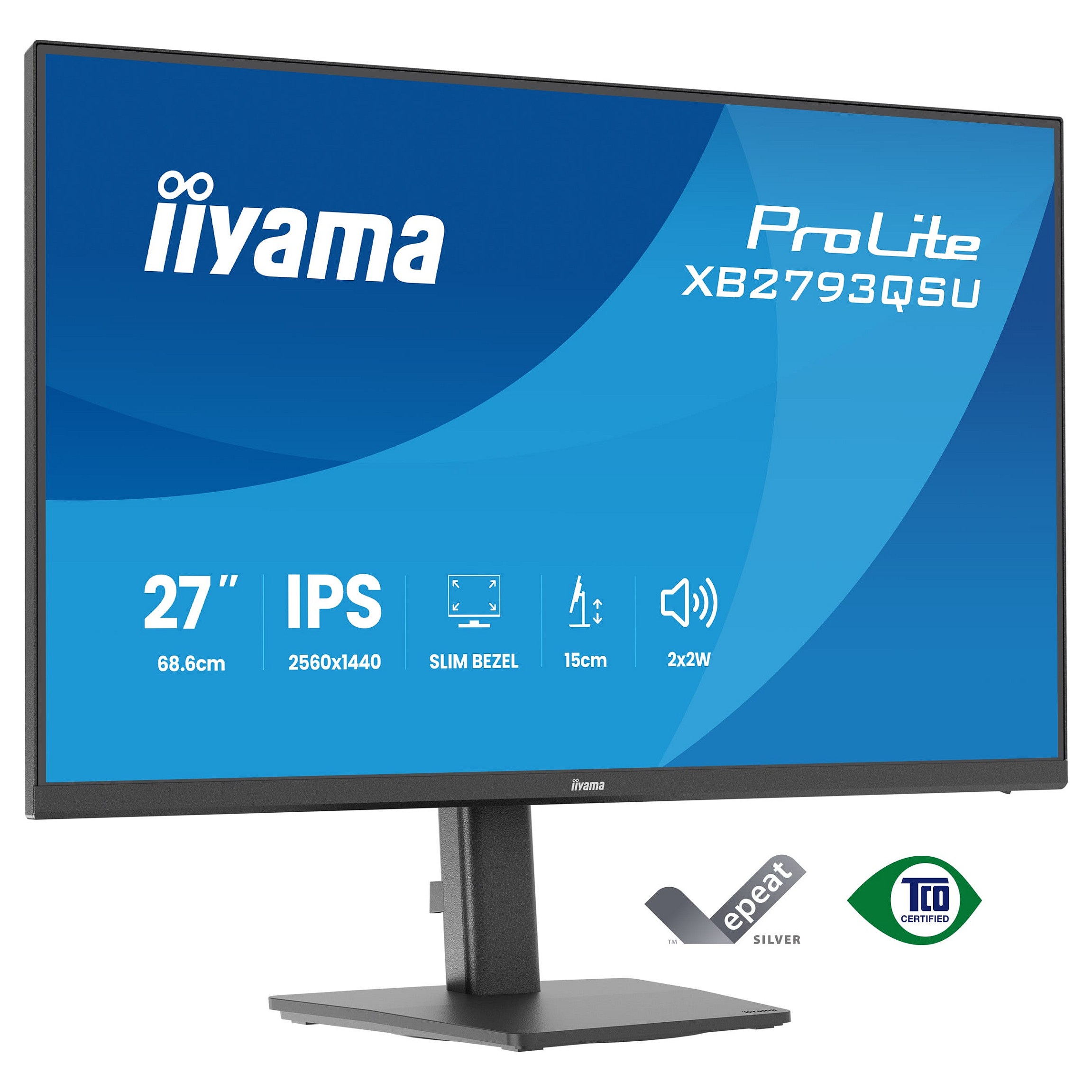 Monitor IIYAMA ProLite XB2793QSU-B1 (27" QHD IPS, 100Hz, USB Hub, Ergo stalak)