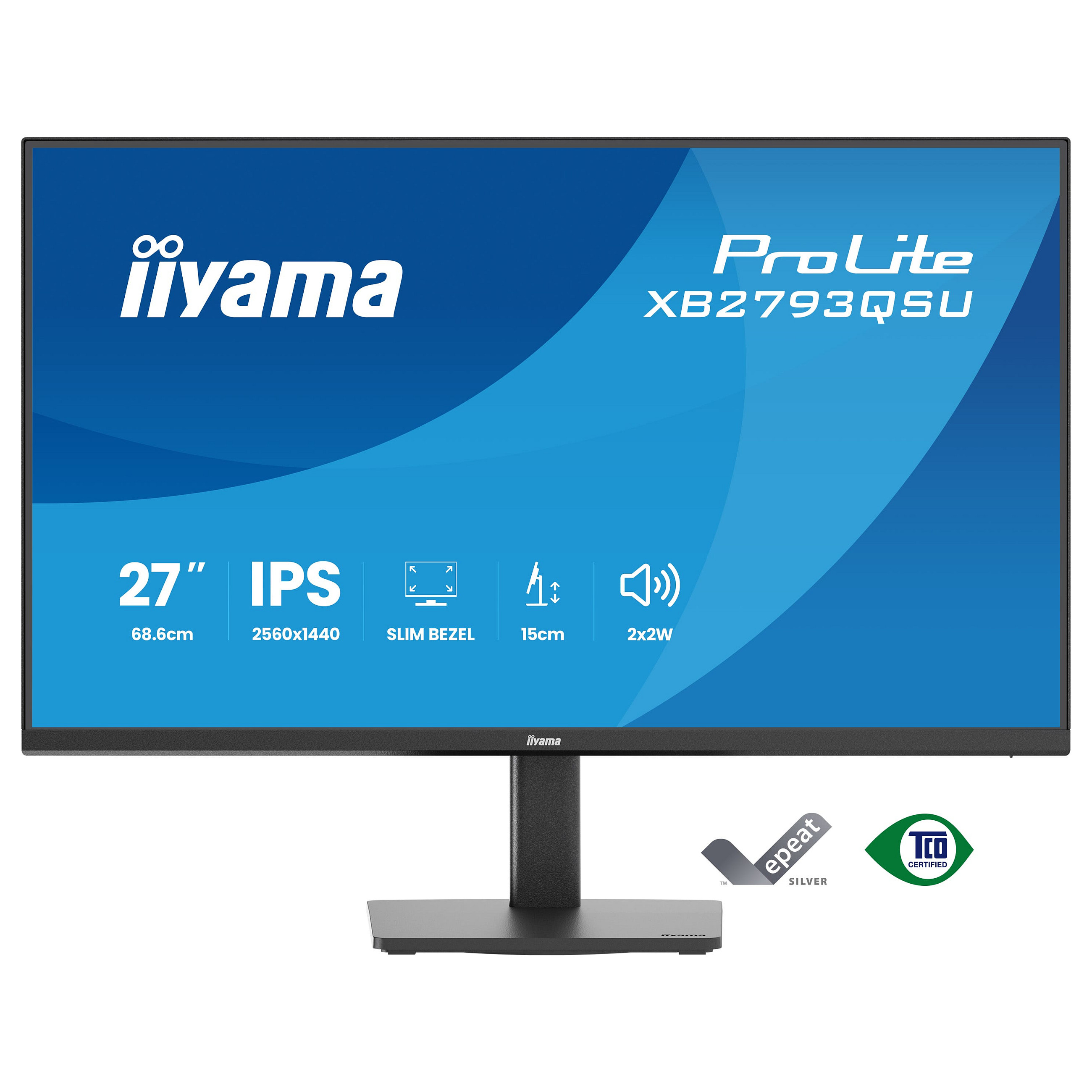 Monitor IIYAMA ProLite XB2793QSU-B1 (27" QHD IPS, 100Hz, USB Hub, Ergo stalak)-1