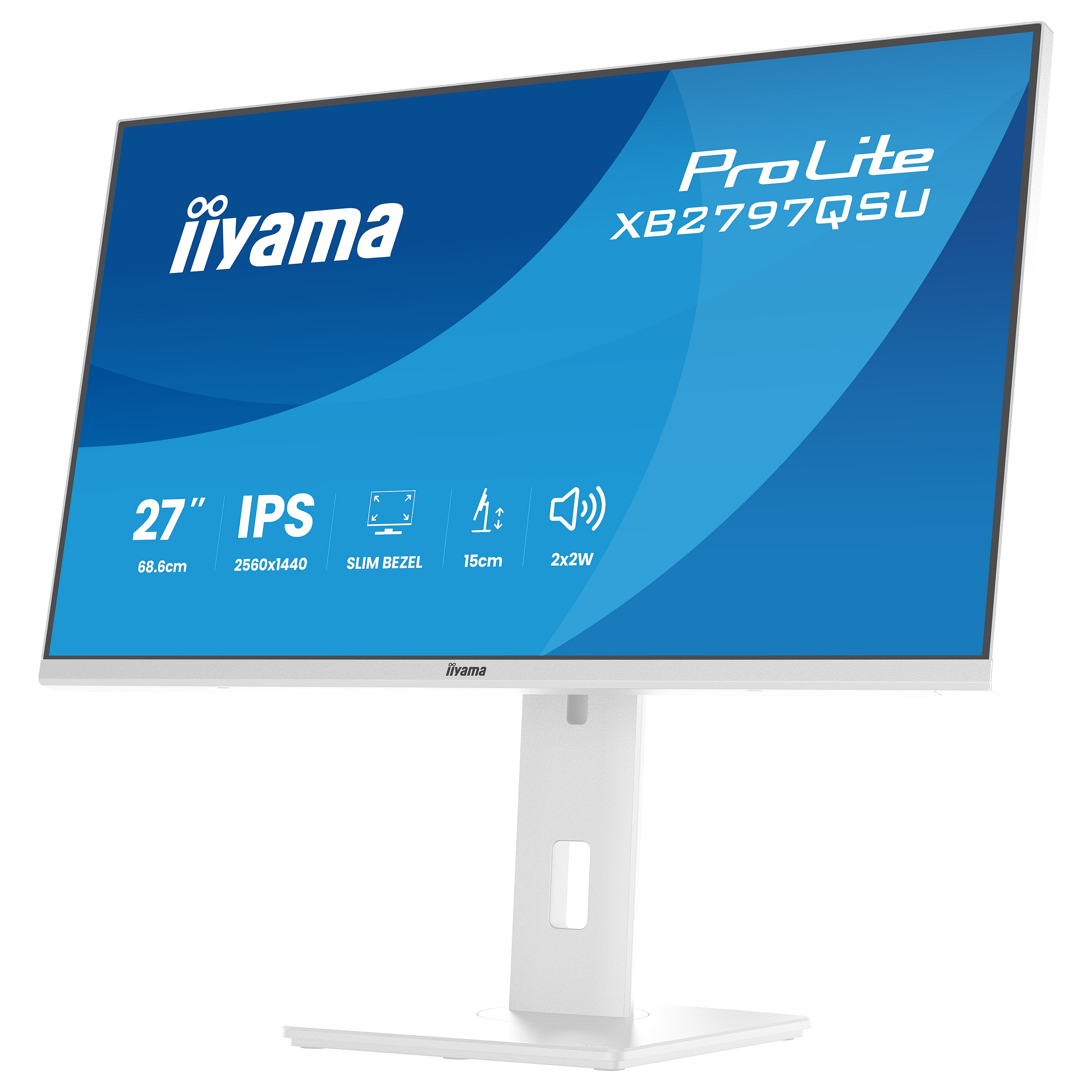 Monitor IIYAMA ProLite XB2797QSU-W1 (27" WQHD, IPS, 100Hz, 1ms, USB-C, KVM) White-2