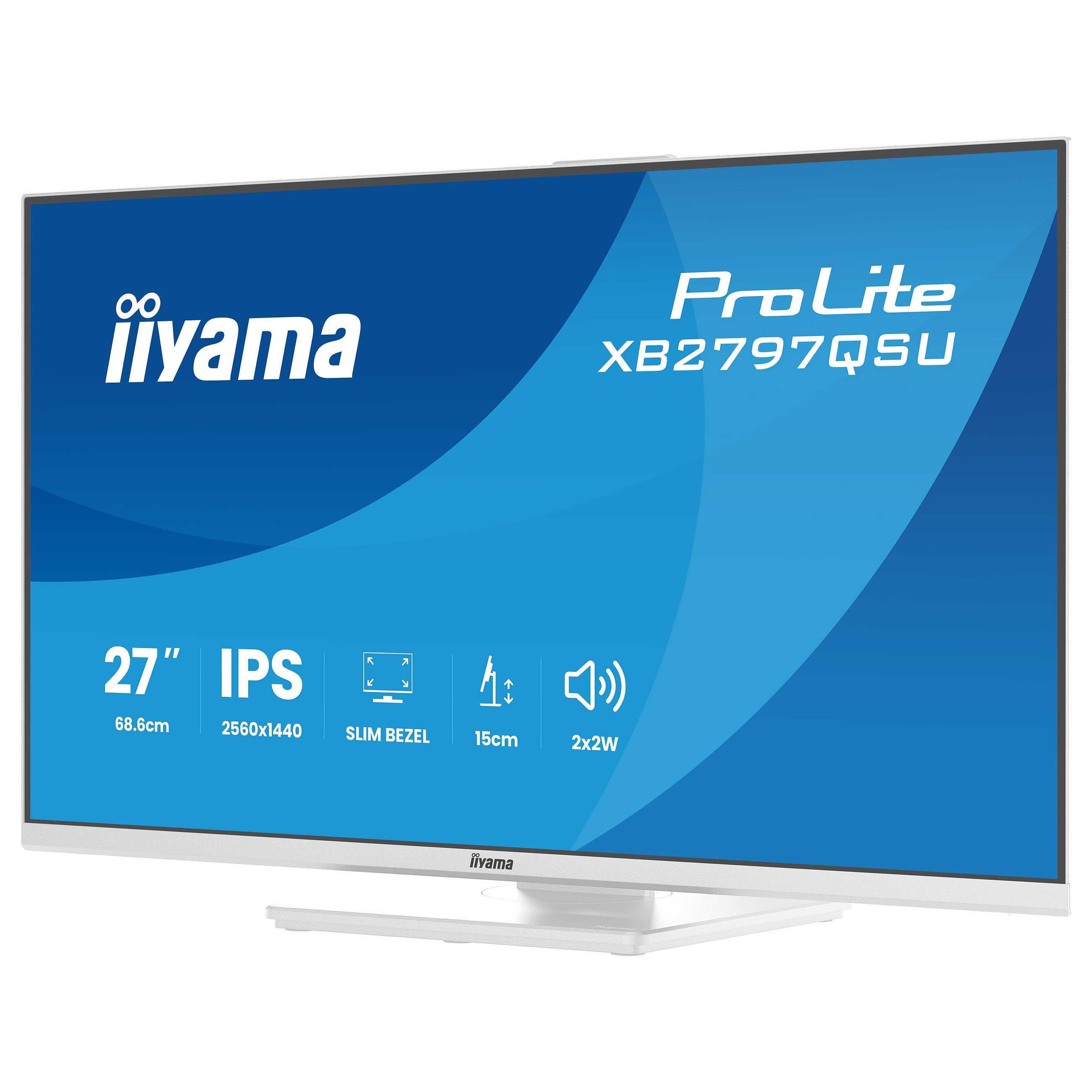 Monitor IIYAMA ProLite XB2797QSU-W1 (27" WQHD, IPS, 100Hz, 1ms, USB-C, KVM) White-3