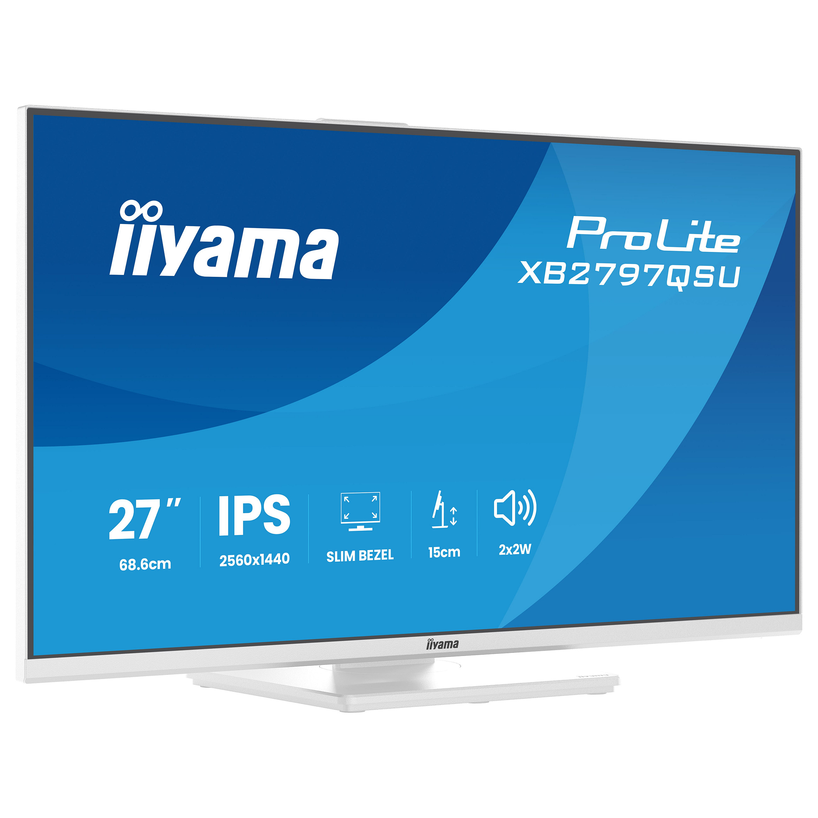 Monitor IIYAMA ProLite XB2797QSU-W1 (27" WQHD, IPS, 100Hz, 1ms, USB-C, KVM) White-24