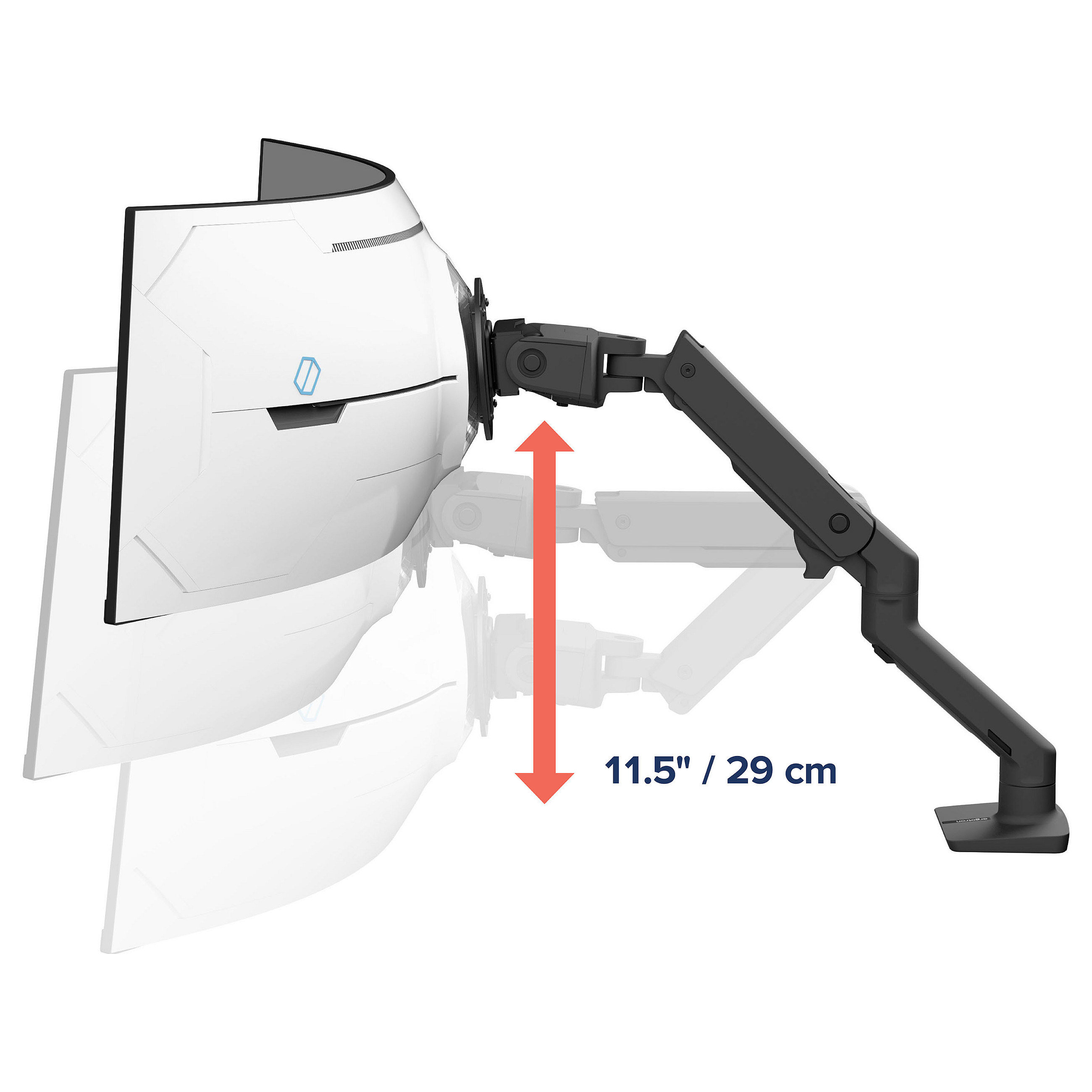 Nosač za monitor ERGOTRON HX Desk Monitor Arm with HD Pivot (za 1000R zakrivljene monitore do 57", do 19.1 kg, mat crni)-13