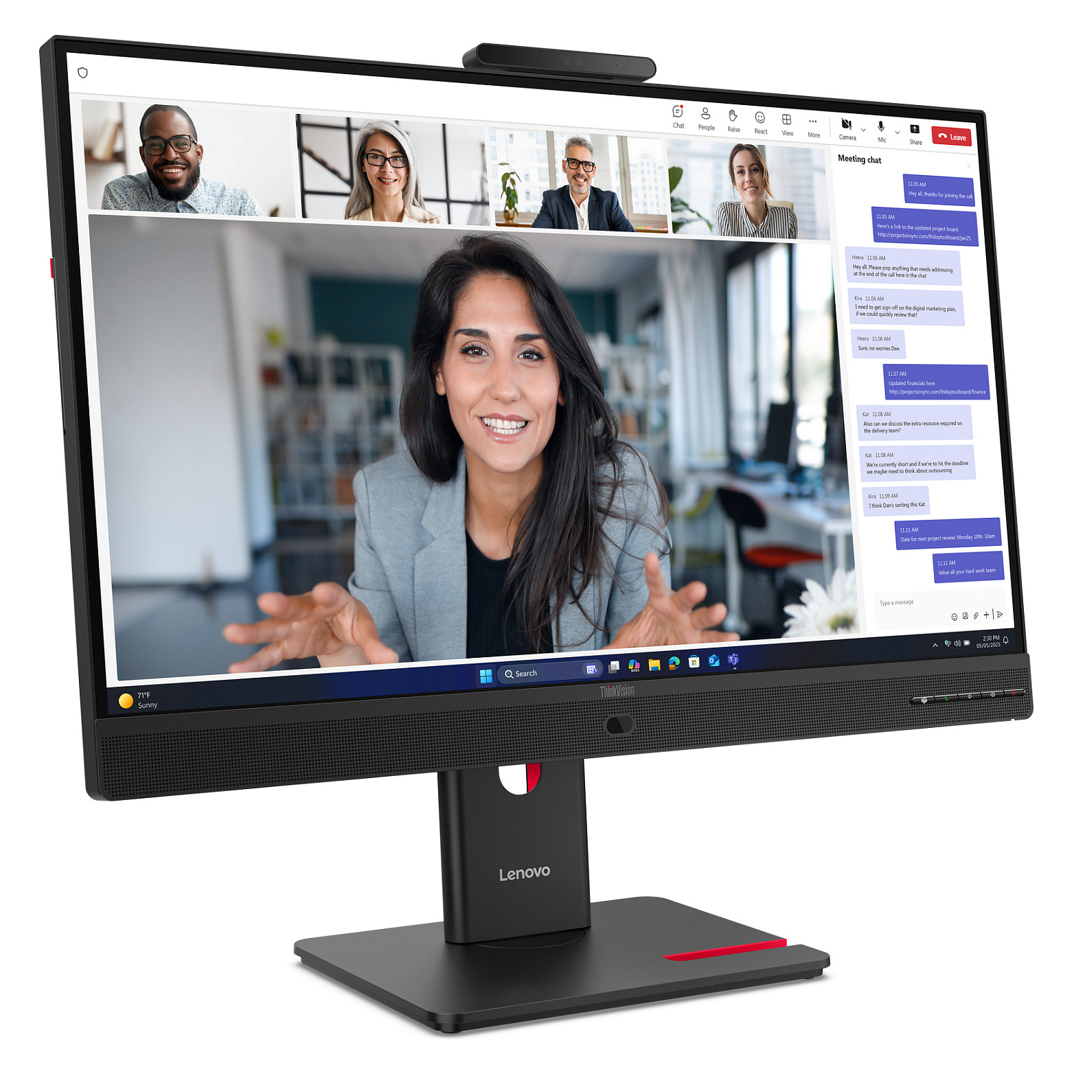 Monitor LENOVO ThinkVision T24v-30 (23.8" FHD IPS, 75Hz, Zvučnici, Kamera)-1