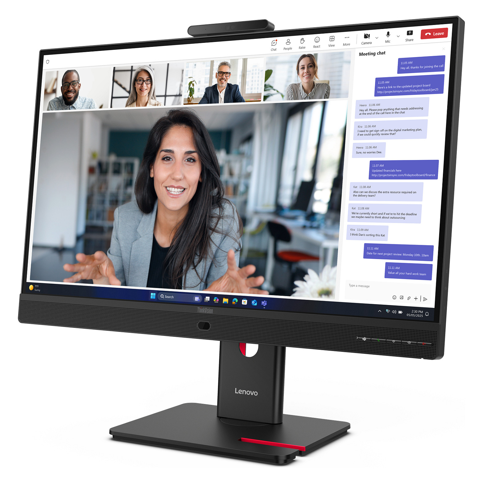 Monitor LENOVO ThinkVision T24v-30 (23.8" FHD IPS, 75Hz, Zvučnici, Kamera)-4