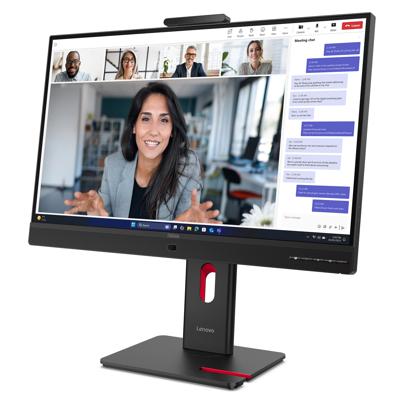Monitor LENOVO ThinkVision T24v-30 (23.8" FHD IPS, 75Hz, Zvučnici, Kamera)-5