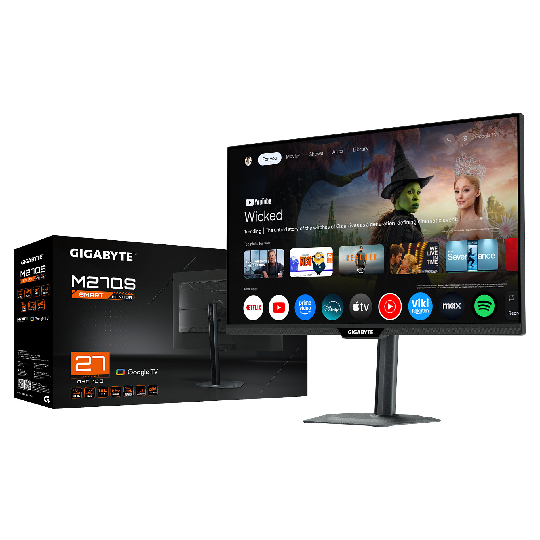Gaming Monitor GIGABYTE M27QS (27" QHD, 180Hz, 1ms, SS IPS, Google TV)-4