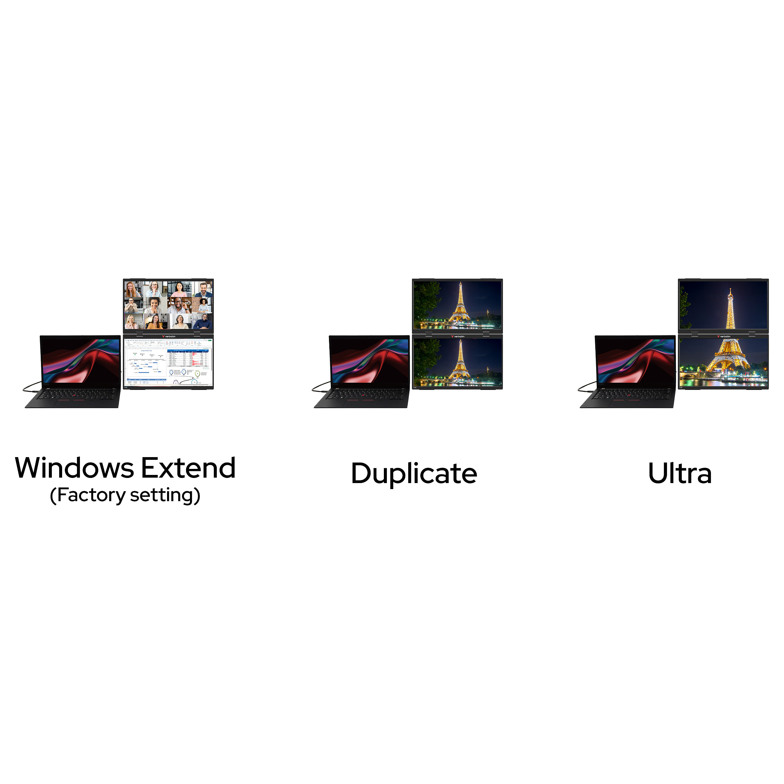 Prijenosni monitor VERBATIM 15.6" FHD Dual Monitor Essentials (1920x1080, IPS, USB-C)-1