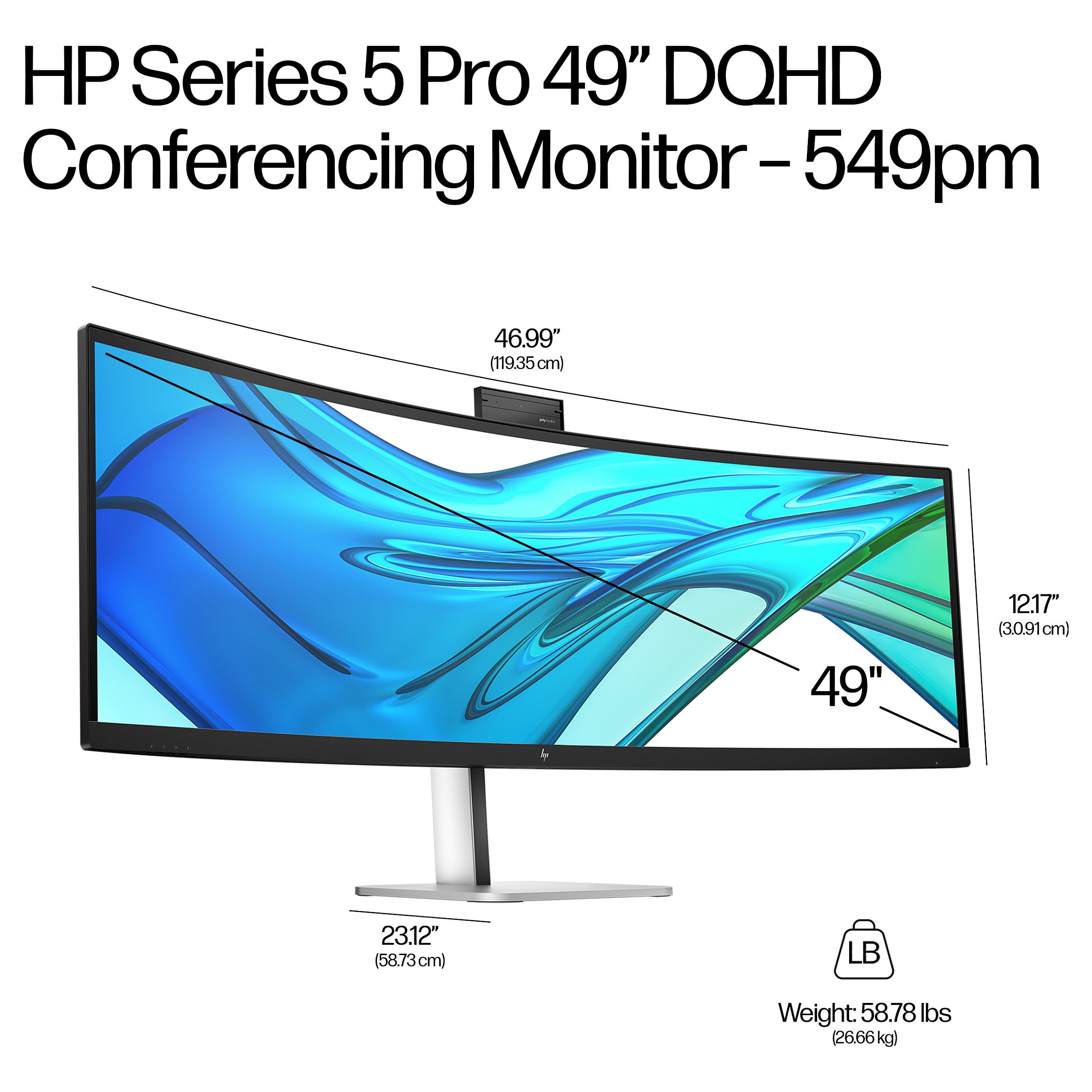 Monitor HP 5 Pro 549pm (49" DQHD, VA, 5MP web kamera, USB-C)-13