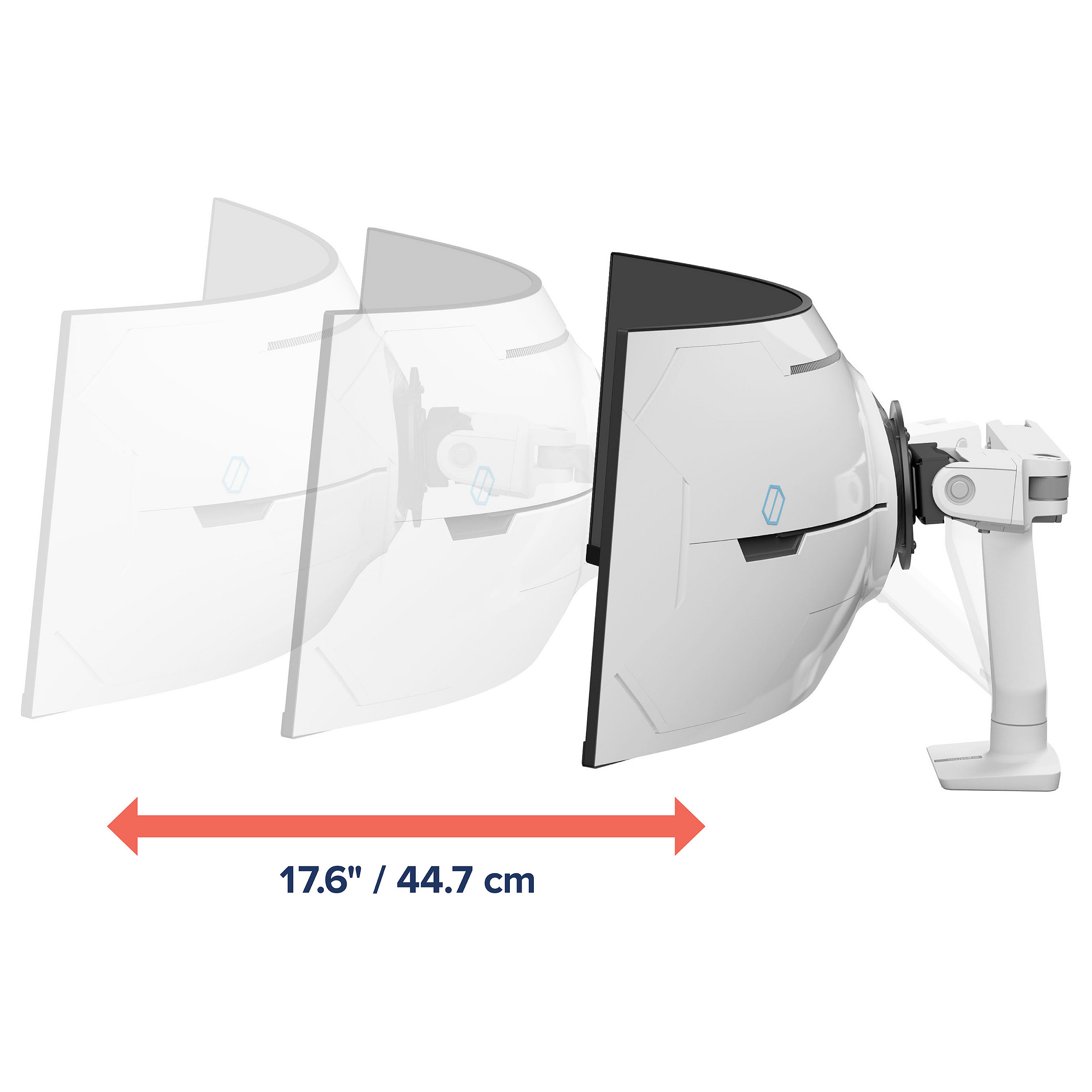 Nosač za monitor ERGOTRON HX Desk Monitor Arm with VHD Pivot (za 1000R zakrivljene monitore do 57", do 19.1 kg, bijeli)-9