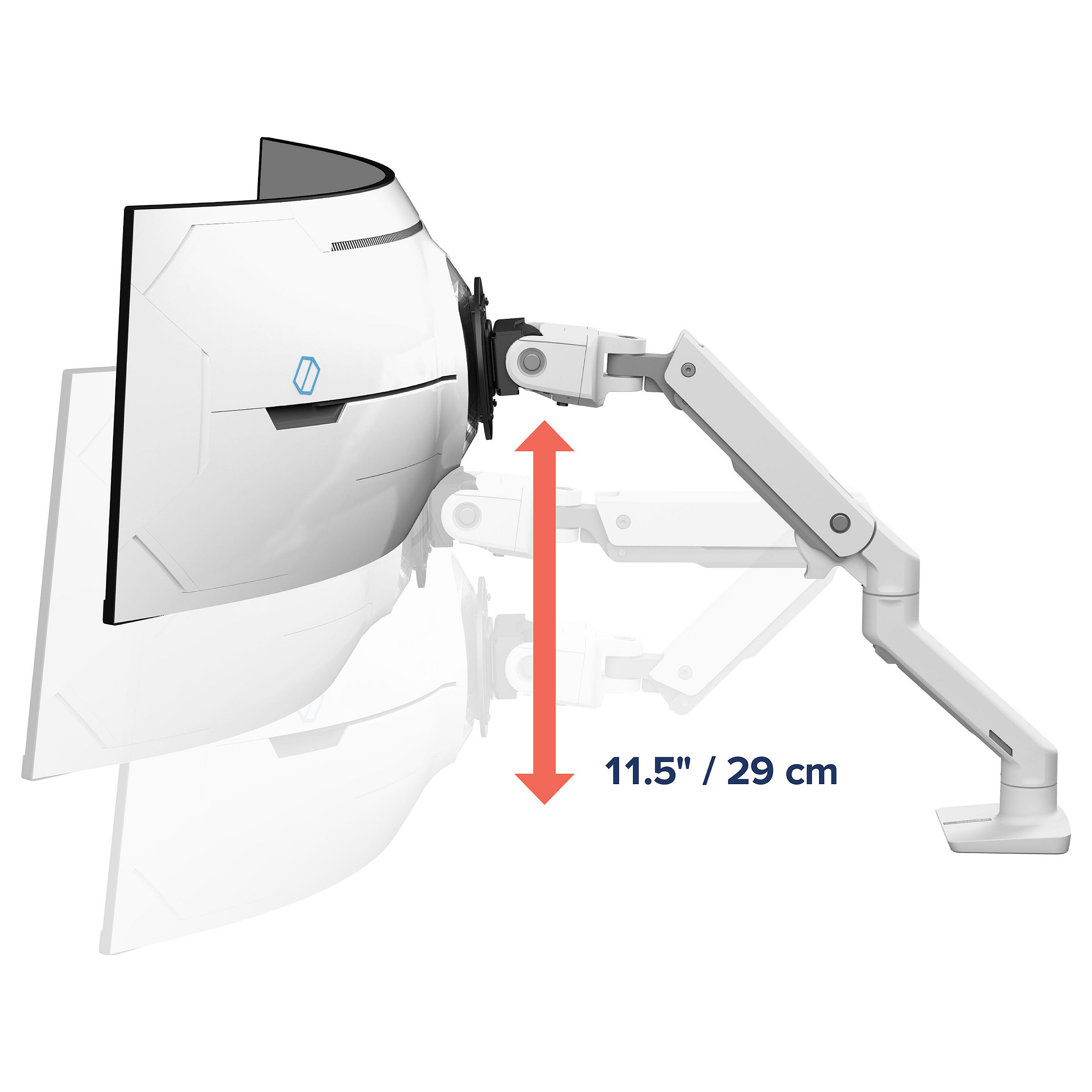 Nosač za monitor ERGOTRON HX Desk Monitor Arm with VHD Pivot (za 1000R zakrivljene monitore do 57", do 19.1 kg, bijeli)-11